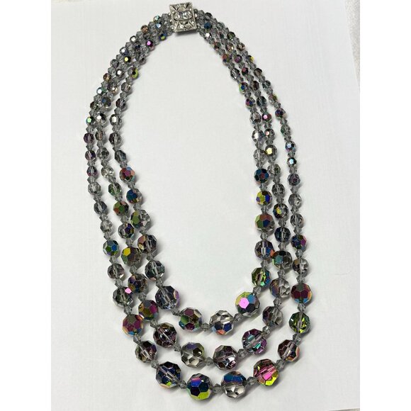 Vintage multi strand faceted crystal necklace - Picture 4 of 5